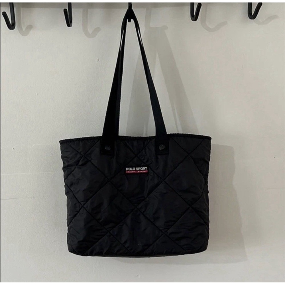 Vintage Ralph Lauren Polo Sport Black Quilted Nylon Tote Bag